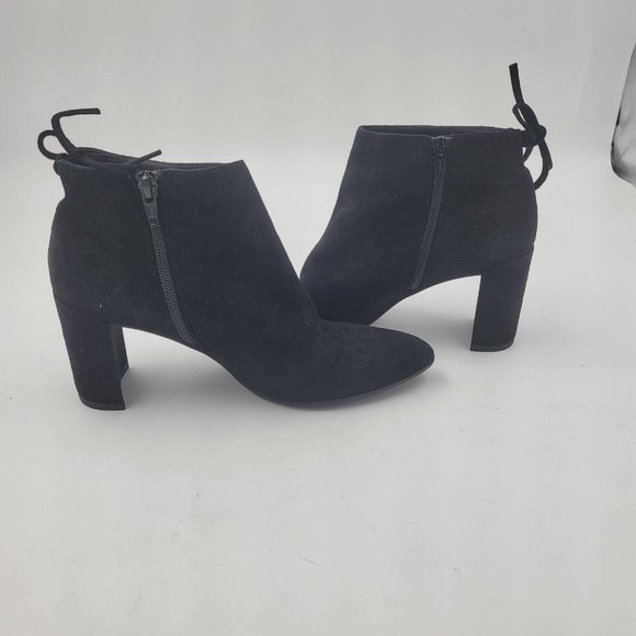 Stuart Weitzman " Lofty " Black Suede Side Zip Back Tie Ankle Bootie NWOB S 6 - Picture 8 of 12